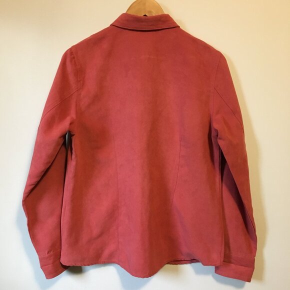 Vintage Northern Reflections Coral Pink Faux Suede Button Down Dress Shirt - Picture 3 of 14